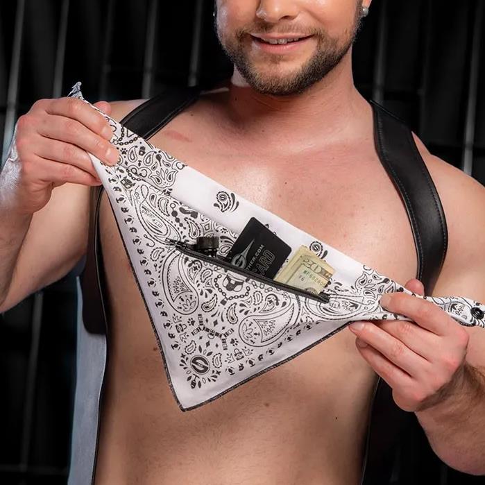 Mr S Leather, Zipper Pocket Neck Hanky, All Colours - Image 6