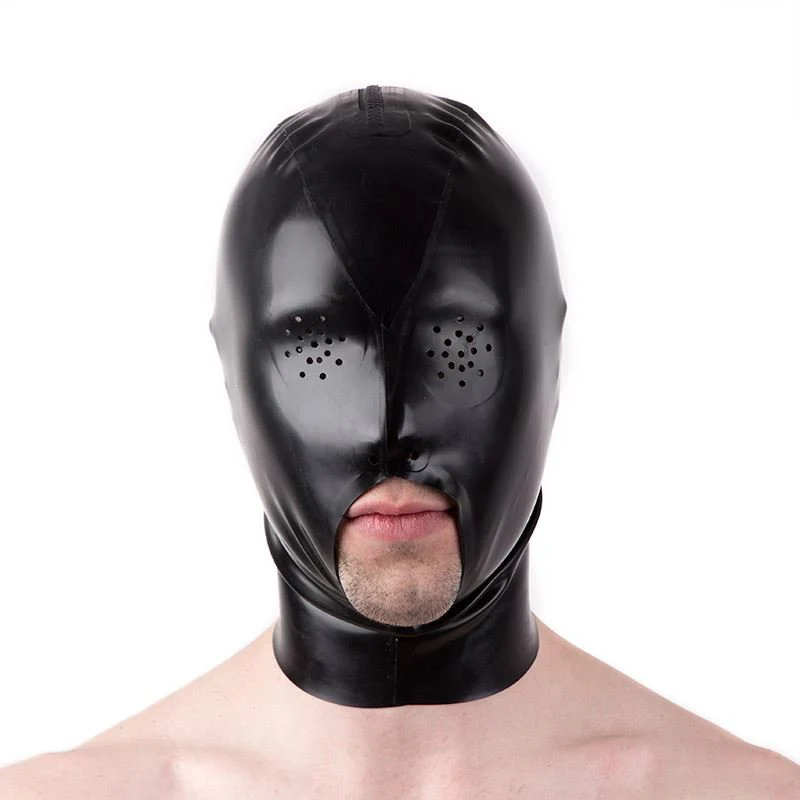 Rubber Cocksucker Hood, Open Jaw, Pin Prick Eyes