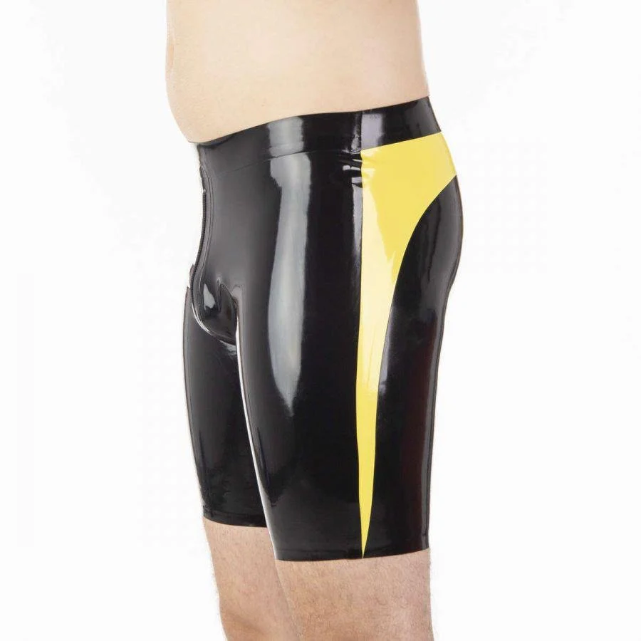 Rubber Compression Shorts, Yellow Side Panel & A/R Zip